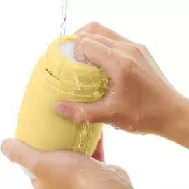 Мастурбатор TENGA PUFFY Custard Yellow, ультрамягкий материал, многоразовый, сквозной - 2