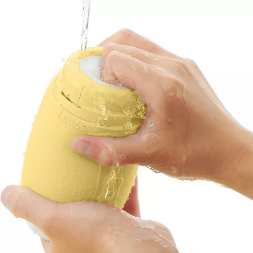 Мастурбатор TENGA PUFFY Custard Yellow, ультрам'який матеріал, багаторазовий, наскрізний