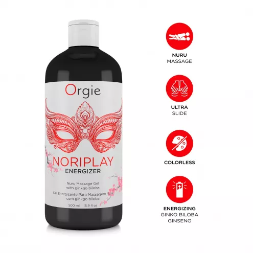 Гель для NURU-масажу Orgie - Noriplay Energizer (500 мл), екстракт гінкго білоба, захисне простирадло