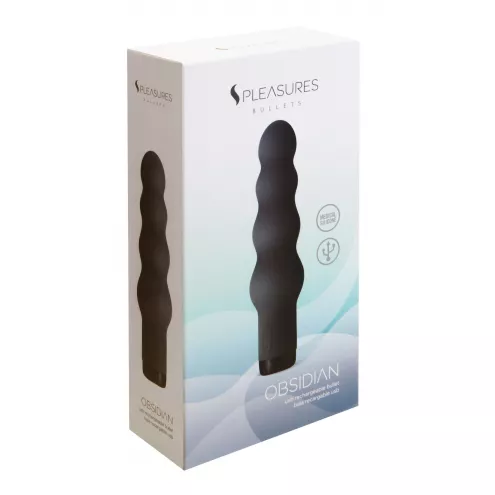 Вибратор S Pleasures Bullets Obsidian, черный, в виде ряда шариков