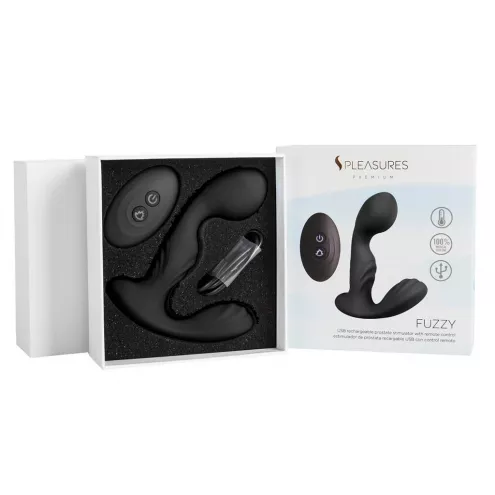 Вибромассажер простаты S Pleasures Premium FUZZY, черный, с рельефом