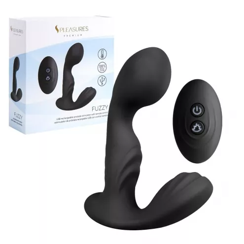 Вибромассажер простаты S Pleasures Premium FUZZY, черный, с рельефом