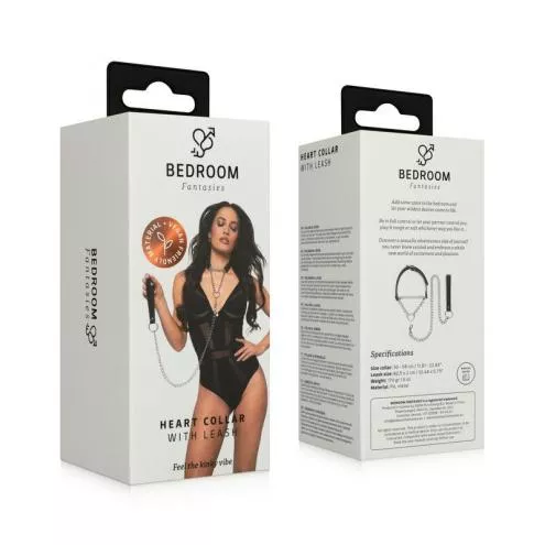 Ошейник с поводком Bedroom Fantasies: Collar with Chain - Silver