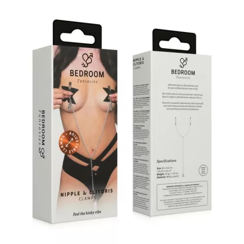 Затискачі для сосків та клітора Bedroom Fantasies: Nipple and Clitoris Clamps - Silver