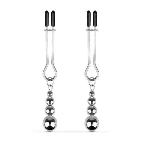 Зажимы для сосков Bedroom Fantasies: Nipple Clamps with Beaded Chain - Silver