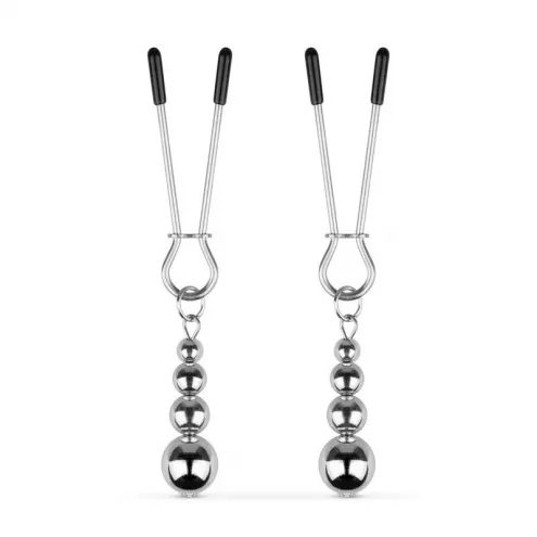 Зажимы для сосков Bedroom Fantasies: Nipple Clamps with Beaded Chain - Silver