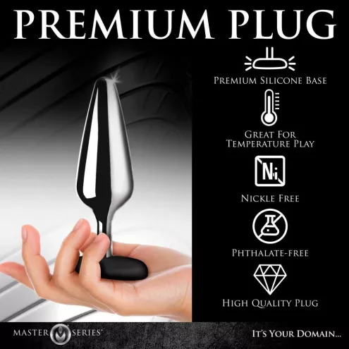Анальна пробка Master Series Butt Slut Metal Silicone Butt Plug - Silver