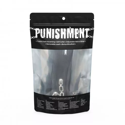Ошейник с поводком Punishment - Crystal Collar Leash – Black