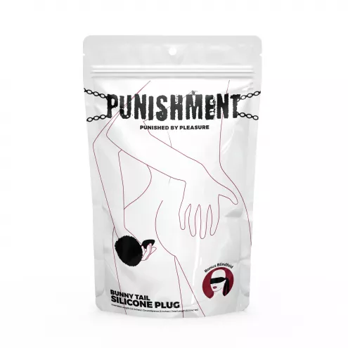 Анальная пробка с хвостом Punishment - Bunny Tail Silicone Anal Plug - Black
