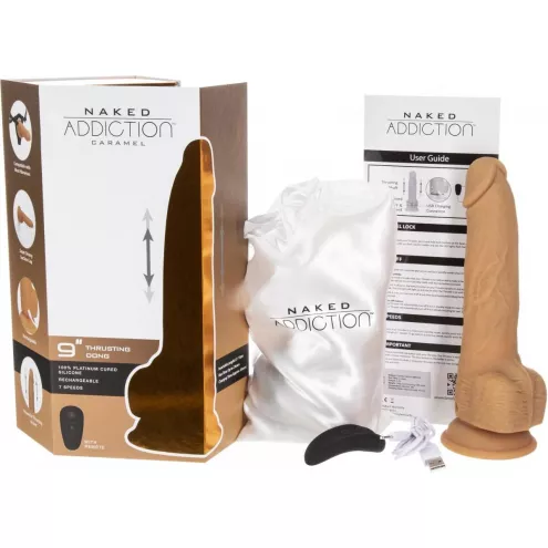 Фаллоимитатор с пульсацией Naked ADDICTION Dominic 9 Caramel