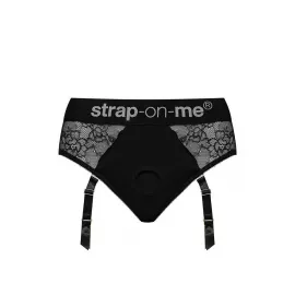 Кружевные трусы для страпона с подвязками для чулок Strap-On-Me DIVA HARNESS - XS - 10