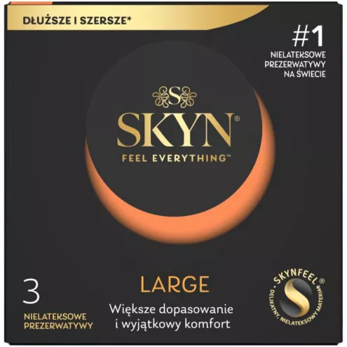 Безлатексні презервативи SKYN Large - збільшені для максимального комфорту, 3 шт