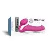 Безремневый страпон с вибрацией Strap-On-Me Vibrating Fuchsia L, диаметр 3,7 см, пульт ДУ, регулируемый