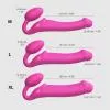 Безремневый страпон с вибрацией Strap-On-Me Vibrating Fuchsia L, диаметр 3,7 см, пульт ДУ, регулируемый
