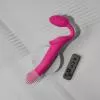Безремневый страпон с вибрацией Strap-On-Me Vibrating Fuchsia L, диаметр 3,7 см, пульт ДУ, регулируемый