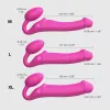 Безремневый страпон с вибрацией Strap-On-Me Vibrating Fuchsia XL, диаметр 4,7 см, пульт ДУ, регулируемый