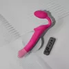 Безремневый страпон с вибрацией Strap-On-Me Vibrating Fuchsia XL, диаметр 4,7 см, пульт ДУ, регулируемый