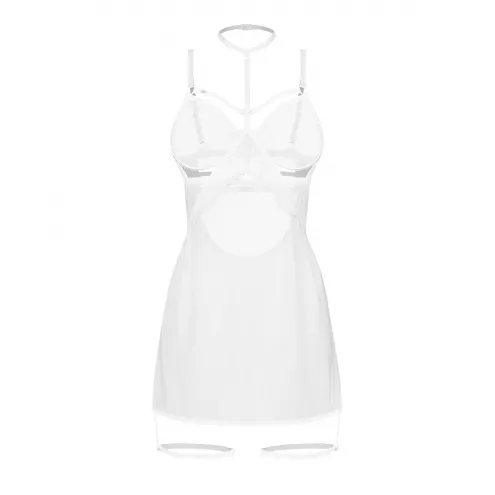 Бебі-дол Obsessive Arrowel White chemise S/M, з декоративним чокером та гартерами