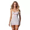Бебі-дол Obsessive Arrowel White chemise S/M, з декоративним чокером та гартерами