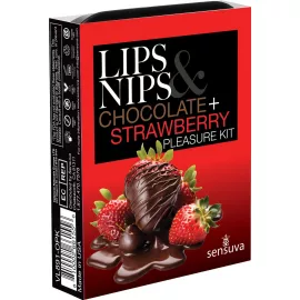 Подарочный набор Sensuva Lips & Nips Pleasure Kit - Chocolate Strawberry 2 x 4г - 1