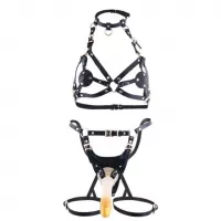 Сбруя со страпоном LOCKINK SEVANDA Queen Sheba Set with Golden Dildo