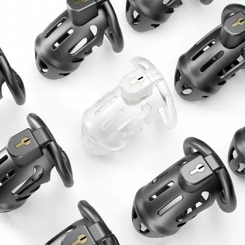 Клітка для пеніса LOCKINK SEVANDA Plastic Penis Chastity Cage, чорна, 3 кільця різних розмірів