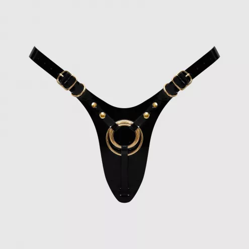 Трусики для страпону Strap-On-Me Leatherette Harness Fabulous - One Size - Black Glossy