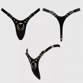 Трусики для страпона Strap-On-Me Leatherette Harness Fabulous - One Size - Black Glossy - 4