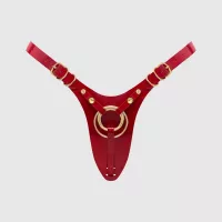 Трусики для страпону Strap-On-Me Leatherette Harness Fabulous - One Size - Red Glossy
