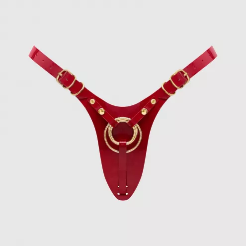 Трусики для страпону Strap-On-Me Leatherette Harness Fabulous - One Size - Red Glossy