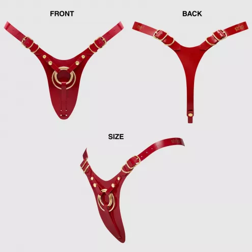 Трусики для страпону Strap-On-Me Leatherette Harness Fabulous - One Size - Red Glossy