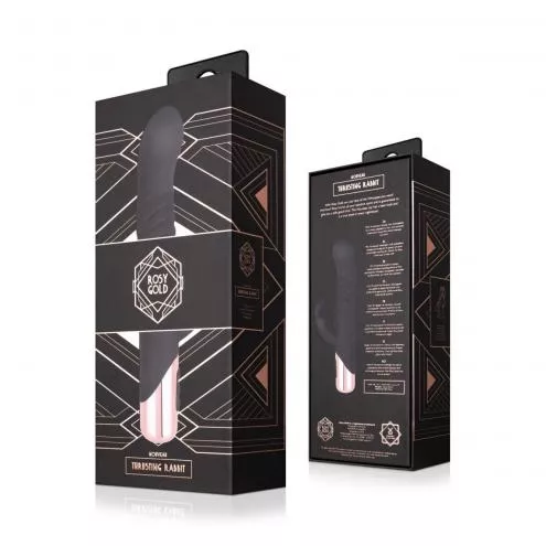 Вибратор-кролик Rosy Gold - Rabbit Vibrator with thrusting function - Black