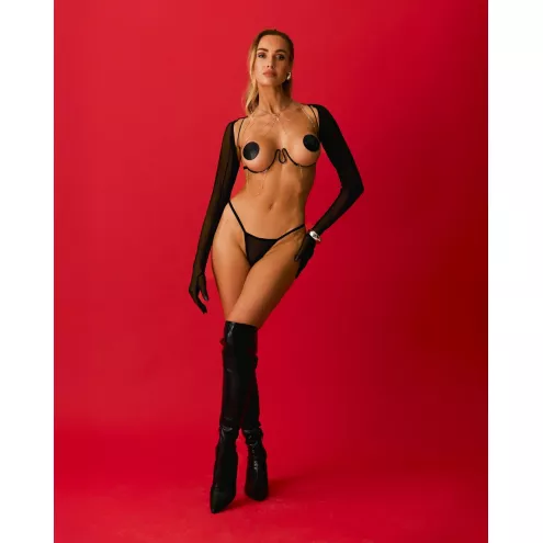 Украшение на тело Obsessive Lustique Black harness bra S/M/L