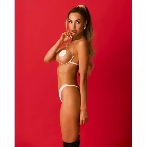 Прикраса на тіло Obsessive Lustique White harness bra S/M/L