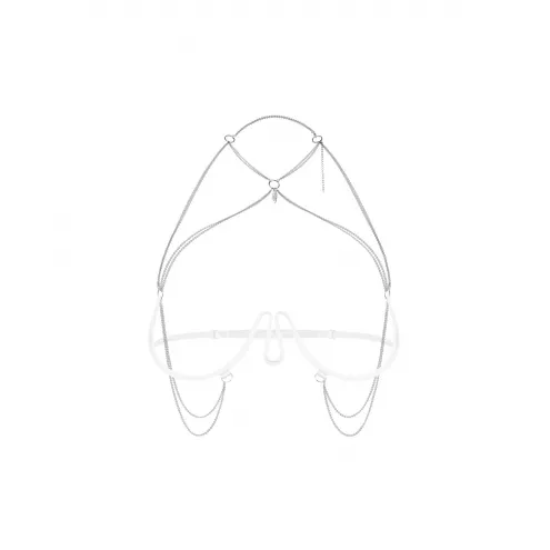 Прикраса на тіло Obsessive Lustique White harness bra S/M/L