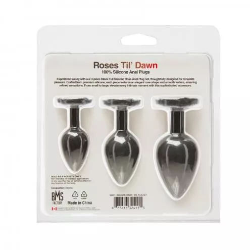 Набор силиконовых анальных пробок BMS Roses Til Dawn Silicone Anal Plug Kit Starter Kit Black
