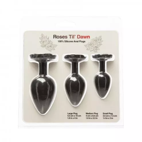 Набор силиконовых анальных пробок BMS Roses Til Dawn Silicone Anal Plug Kit Starter Kit Black