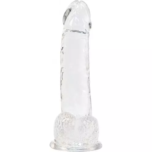 Прозорий фалоімітатор ADDICTION — Clear Dildo with Balls 8, віброкуля в подарунок