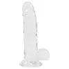 Прозорий фалоімітатор ADDICTION — Clear Dildo with Balls 8, віброкуля в подарунок