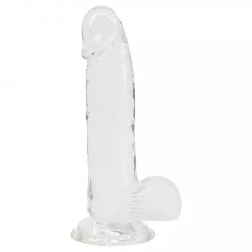 Прозорий фалоімітатор ADDICTION — Clear Dildo with Balls 8, віброкуля в подарунок