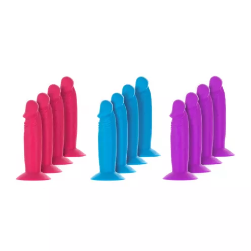 Набор фаллоимитаторов ADDICTION Silly Willy 3.3 Silicone Dildo, 3 цвета, 12 шт