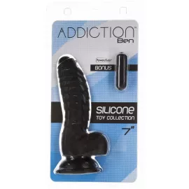 Фаллоимитатор ADDICTION Ben 7 Dildo With Balls Black, вибропуля в подарок - 3