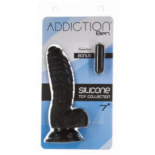 Фалоімітатор ADDICTION Ben 7 Dildo With Balls Black, віброкуля в подарунок