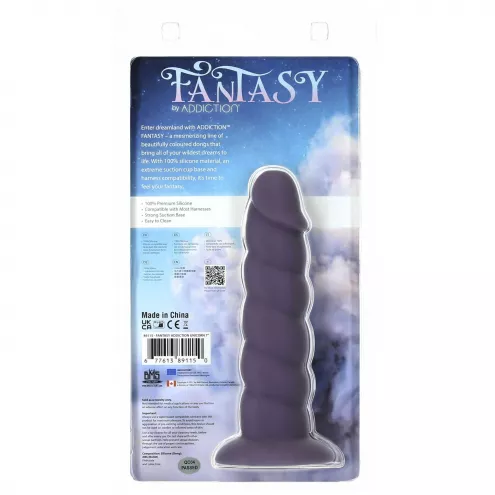 Фалоімітатор Fantasy by Addiction Unicorn Dildo 7 Purple, віброкуля в подарунок