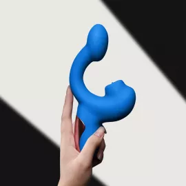 Смарт-вібратор Magic Motion Ponder Blue, подвійна стимуляція, віброяйце+язичок для клітора - 9