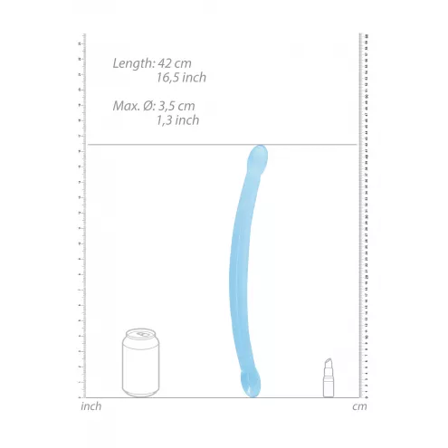 Двухконечный фаллоимитатор Realrock Crystal Clear Double Dildo 17, голубой, 42 см