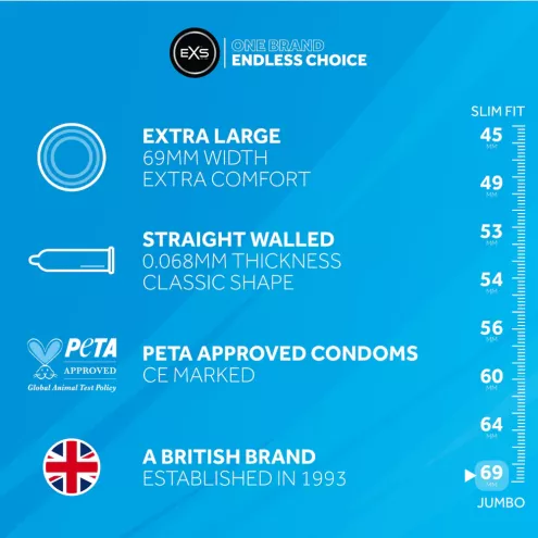 Презервативи - EXS Jumbo Extra Large Condoms, 12 шт.