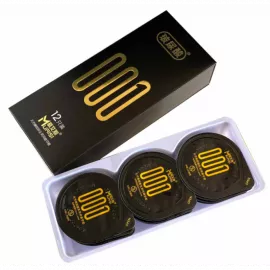 Супертонкі презервативи Muaisi 001 BlackWet Tube 12шт з додатковим мастилом - 3