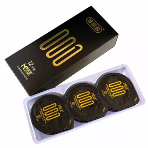 Супертонкі презервативи Muaisi 001 BlackWet Tube 12шт з додатковим мастилом