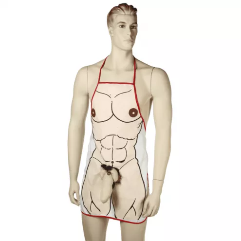 Кухонный фартук с плюшевым пенисом Sexy Apron Male Body With Plush Penis